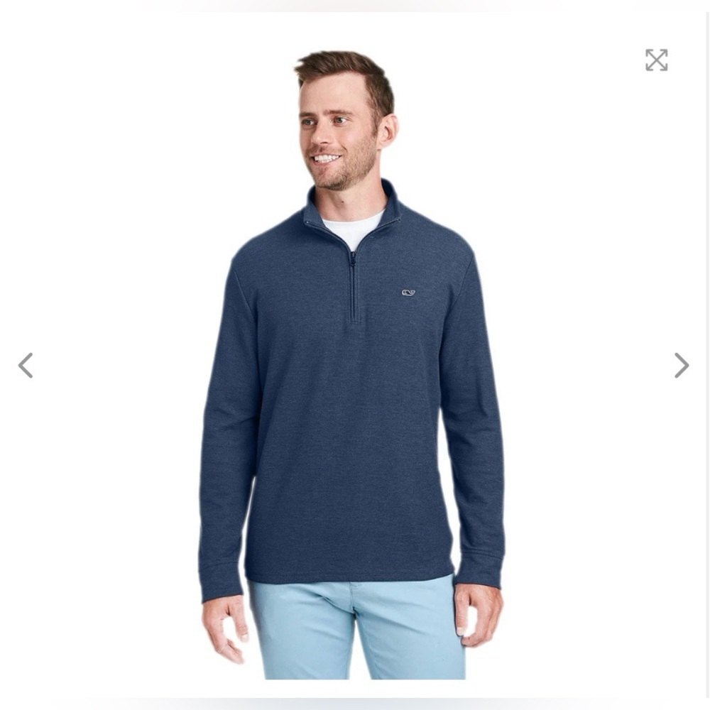 Vineyard Vines-Saltwater Quarter Zip-Navy-Classic-Business Casual-Golf-Office-M